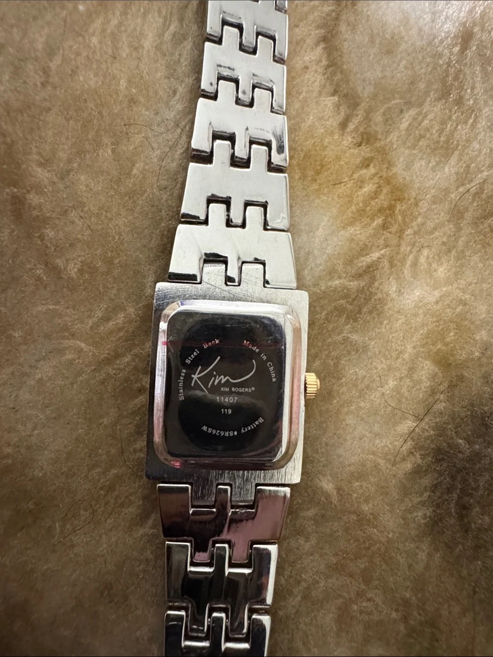 Kim Rogers Two-Tone Gold and Silver Rectangular Bracelet Watch